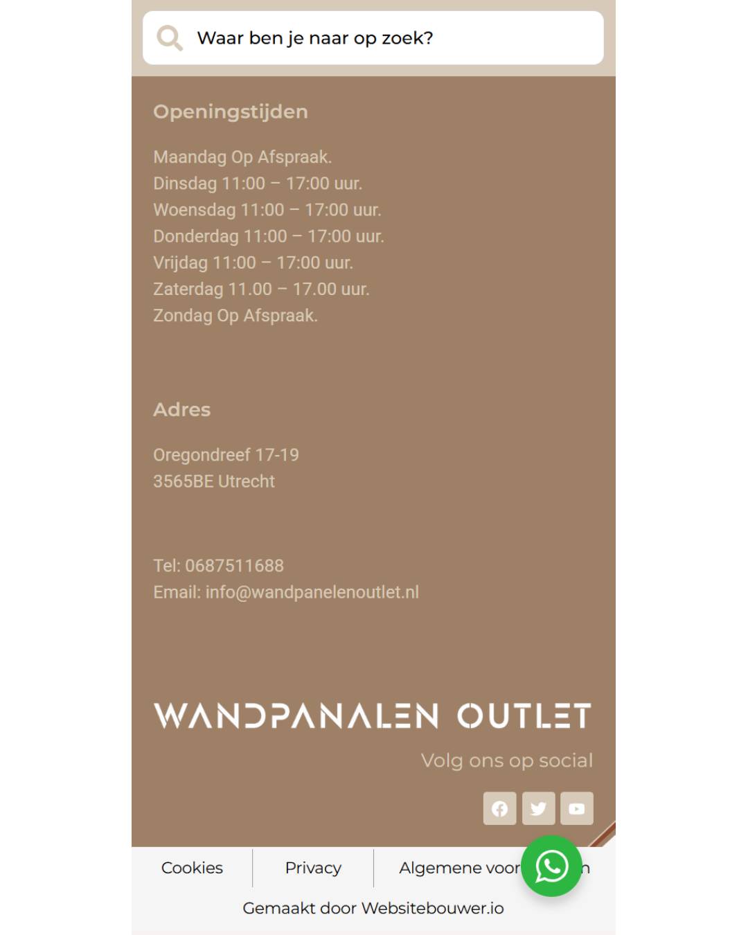 Footer met social media links Wandpanelenoutlet